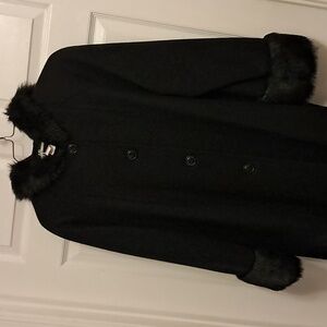 JP 1893 Full Length 100% Wool Dress Coat With Faux Fur Trim